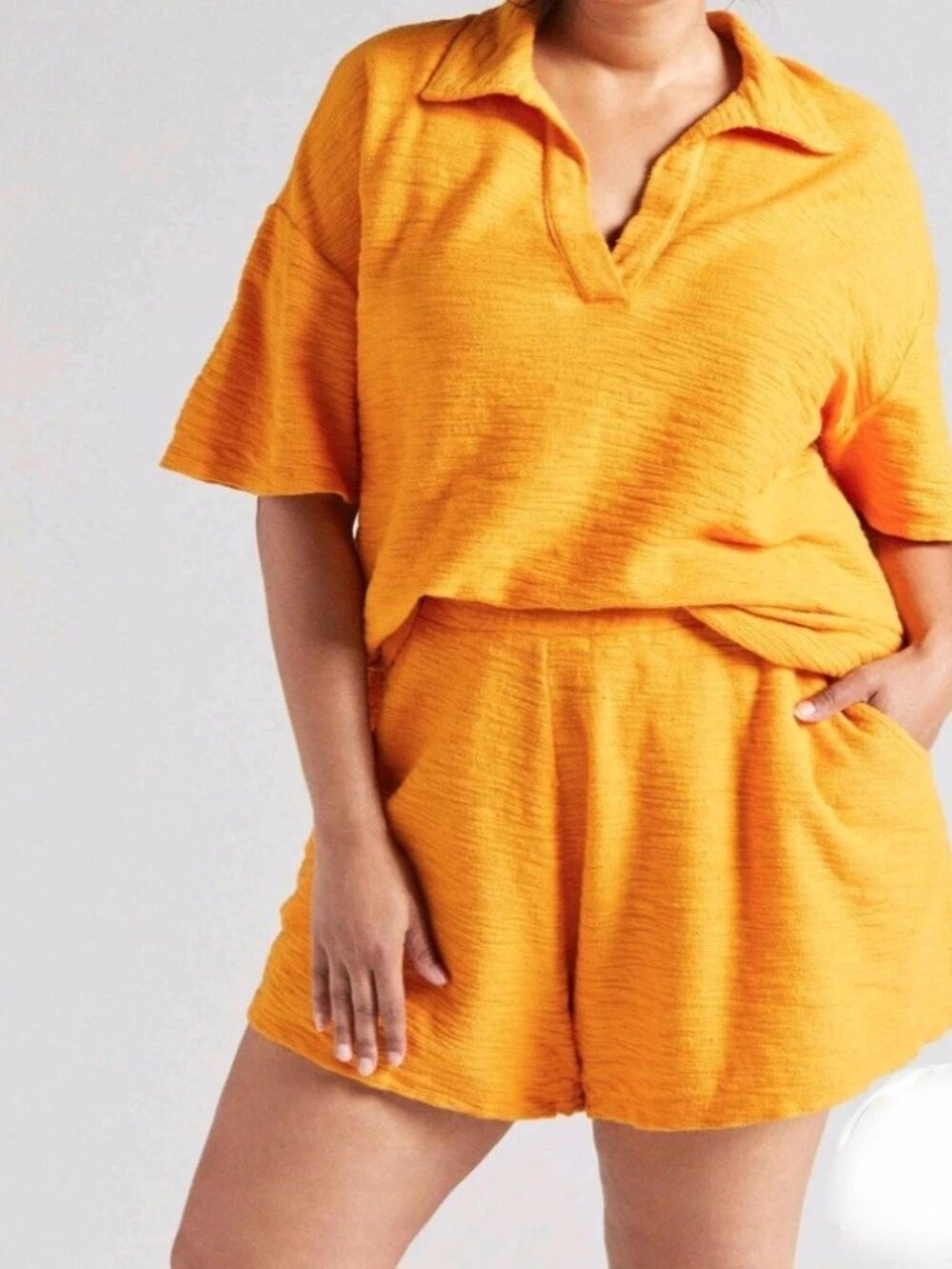 Anthropologie T. La Orange Cotton Textured Short Set